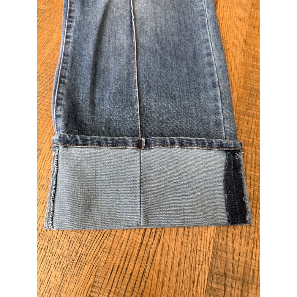 Blue Revival Recycled Denim Wide Leg Cuffed Seam Front Jeans Medium Wash Size 25 - Picture 3 of 8